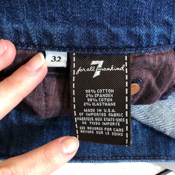 7 for all Mankind Y2K Bleached Distressed Dark Denim Mini Fray Hem Skirt NWT 32 - Picture 7 of 9